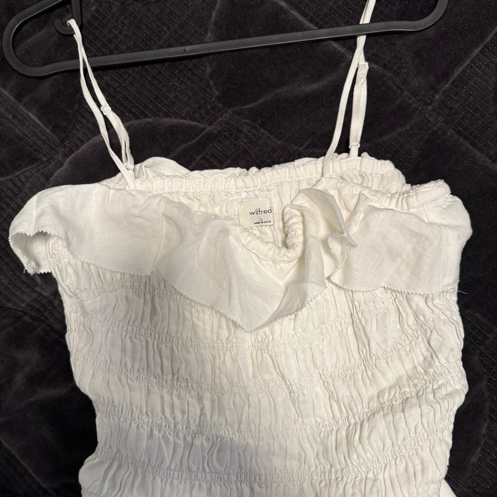 Wilfred White Ruffled Dress 100% Linen. Never worn, no tag